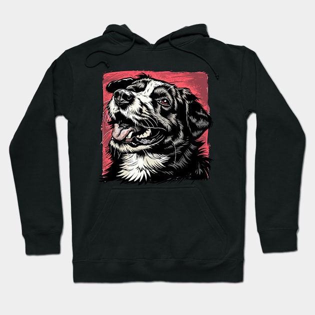 Retro Art Central Asian Shepherd Dog Lover Hoodie by June Sixteen